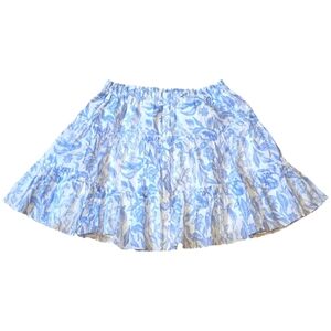 NWT Intermix Beach Club Estelle Floral Blue and White Mini Skirt Size 8